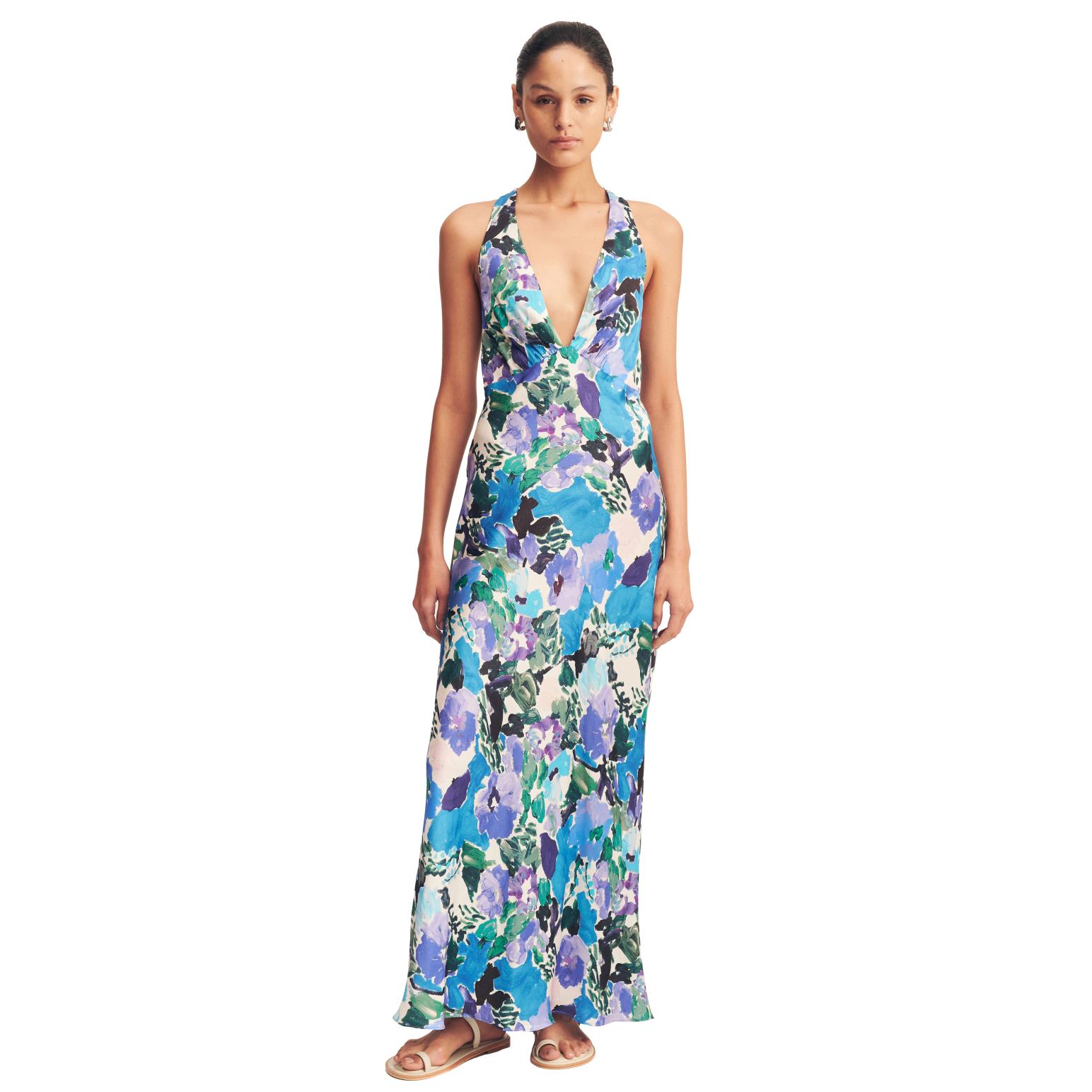 Shona Joy Curlewis Plunged Cross Back Maxi Dress